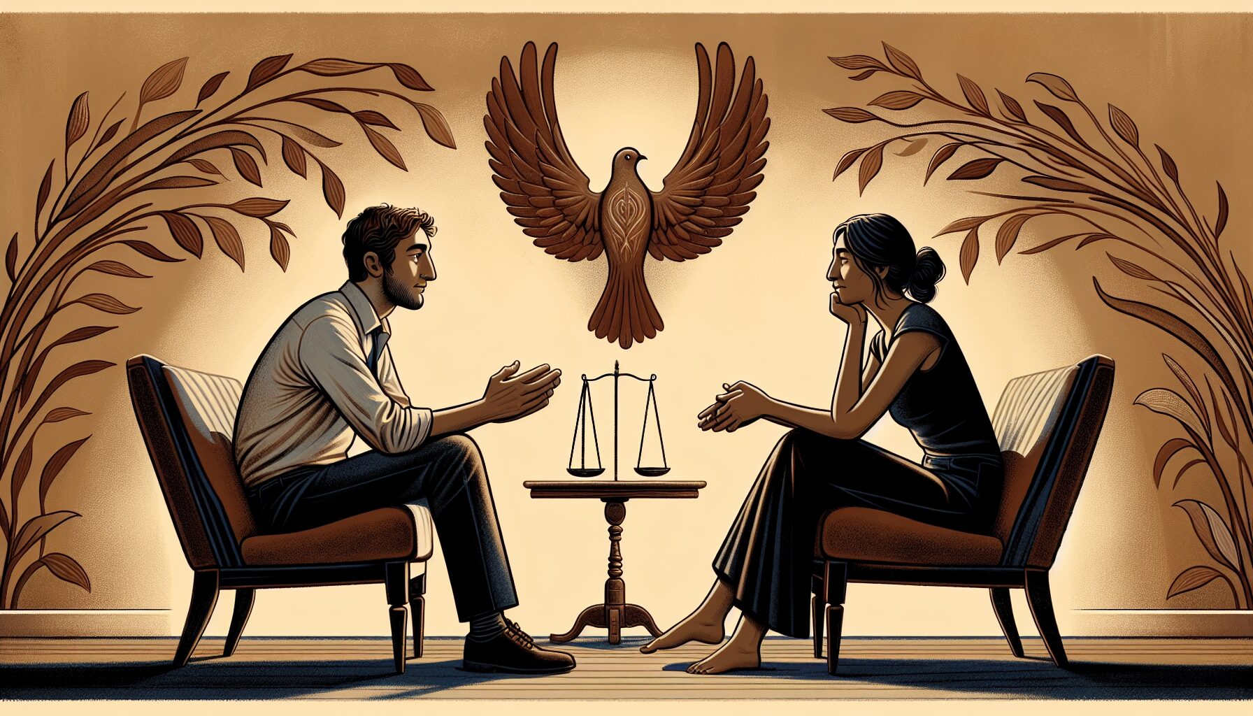 Illustration of couple in a constructive conversation