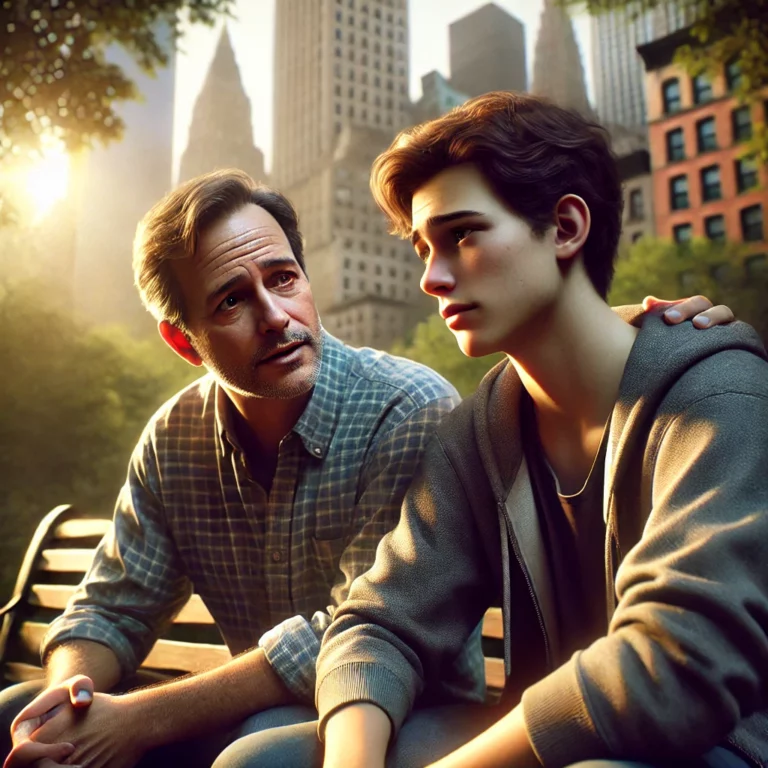 Image of father and son with a video game addiction in Manhattan, New York